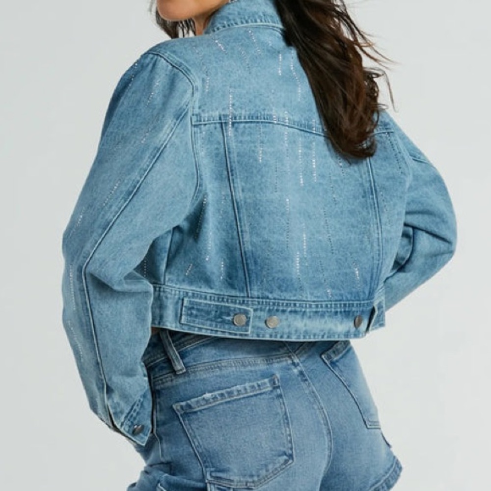 Shine Rhinestone Denim Jacket - Picture 2 of 3